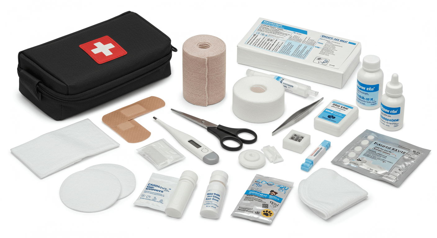 반려견 응급키트(거즈, 붕대, 체온계, 가위, 핀셋 등)