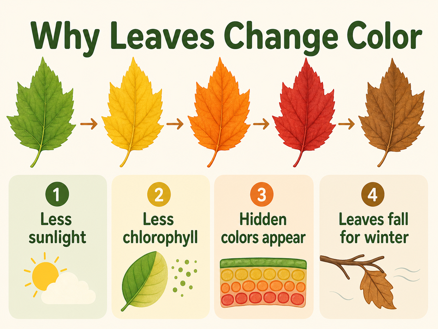 Infographic explaining why leaves change color in autumn
