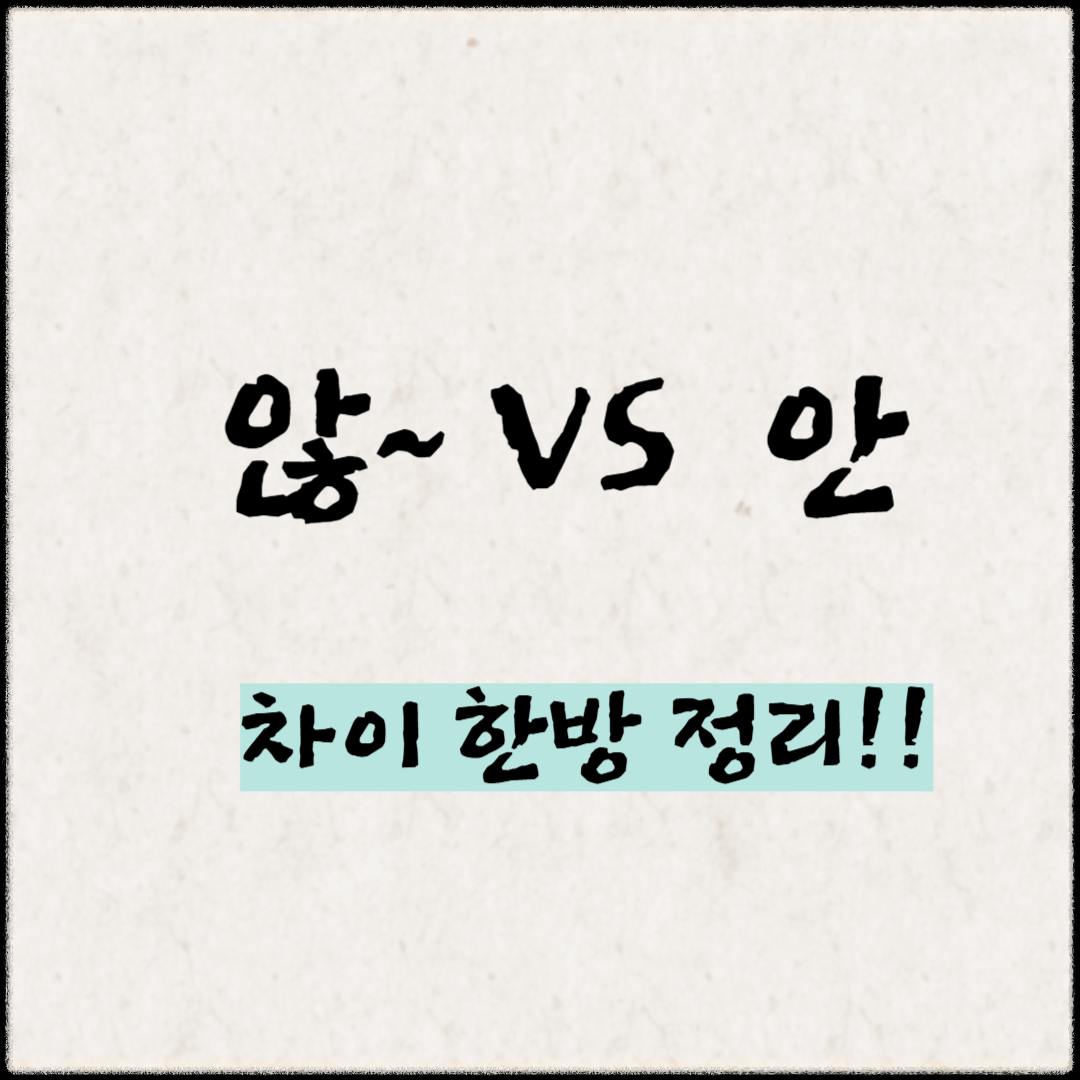 '않~' VS '안' 차이 한방 정리!
