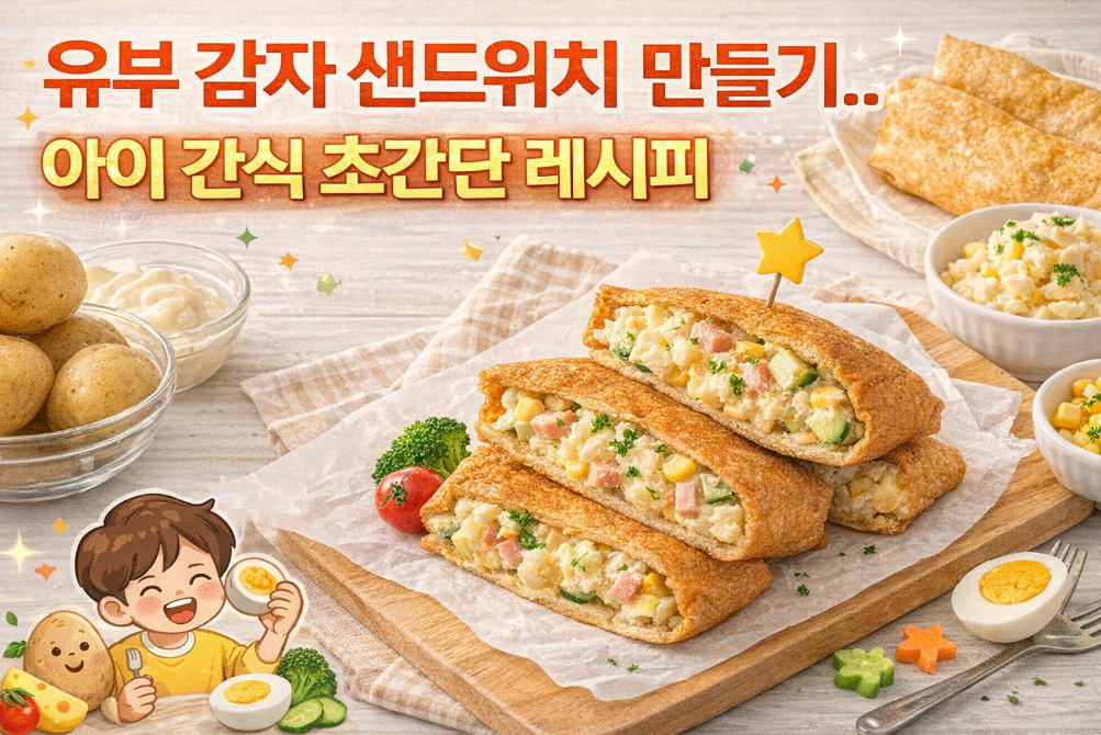 아이 간식 유부 감자 샌드위치 3분 완성법