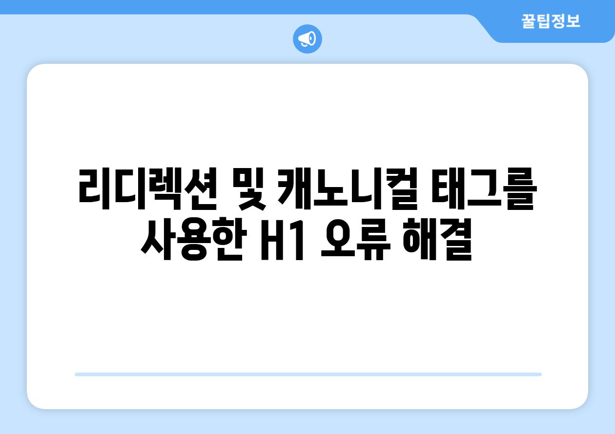 리디렉션 및 캐노니컬 태그를 사용한 H1 오류 해결