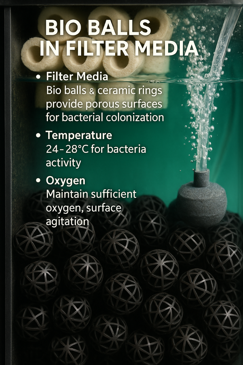 [그림 여과기 내부 바이오볼 사진]