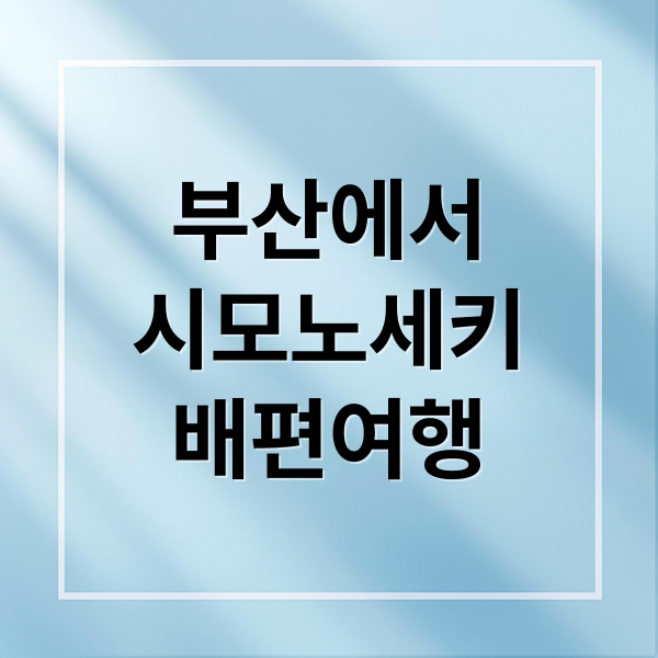 부산-시모노세키 배편 완벽 가이드