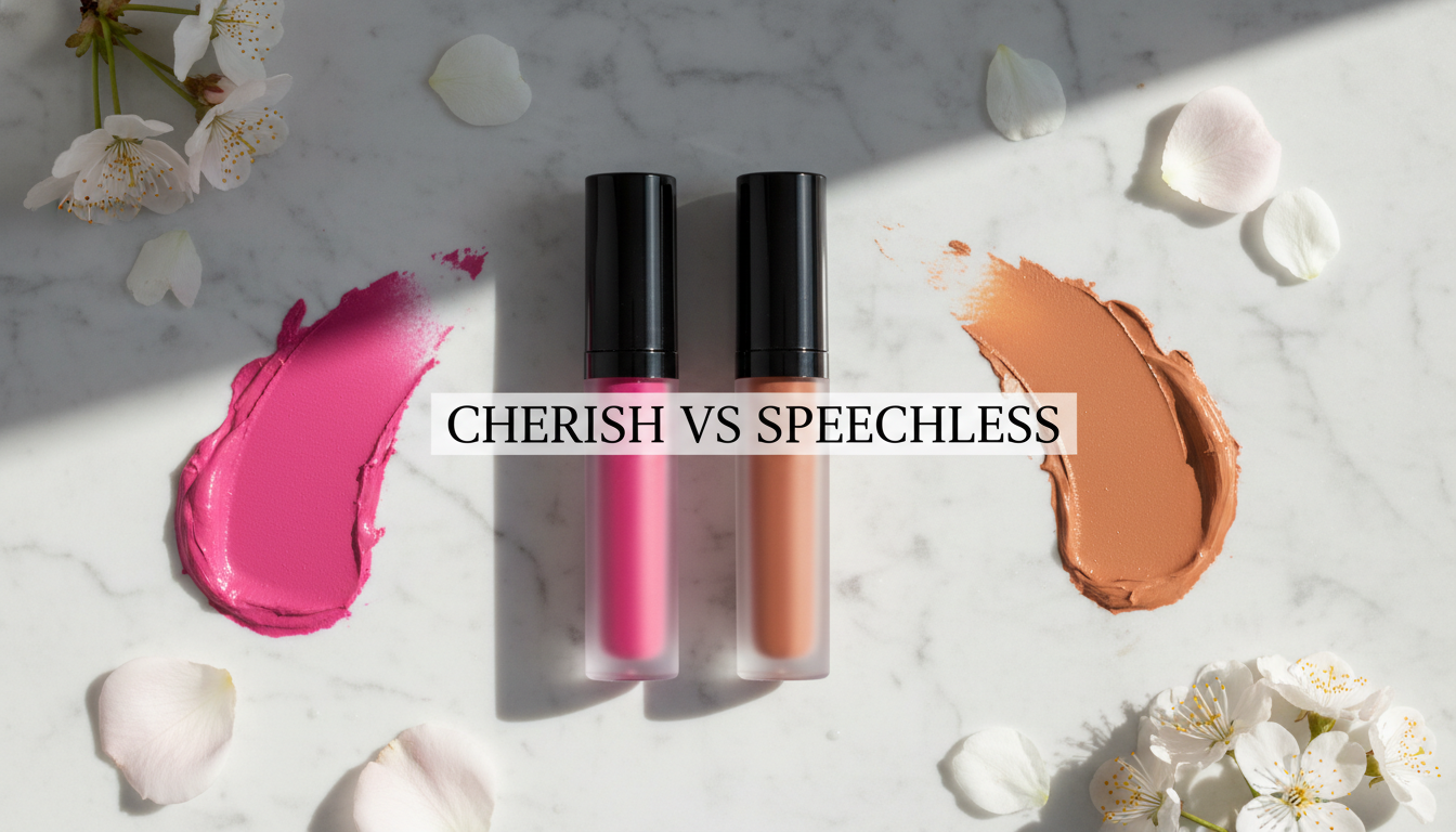 헤라 센슈얼 파우더 매트 리퀴드 체리쉬 및 스피치리스 제품과 발색 비교