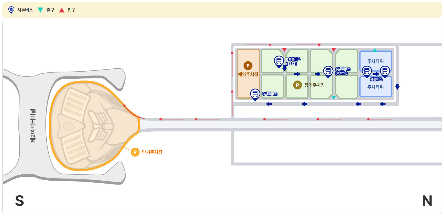 제2여객터미널: 셔틀버스 이용