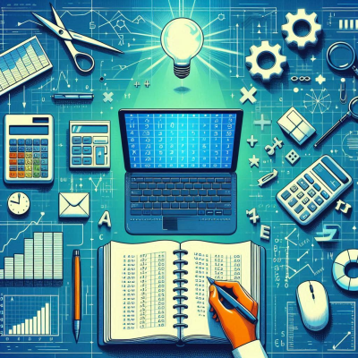 기계적인 도구들과 함께 작업하는 환경을 그린 일러스트