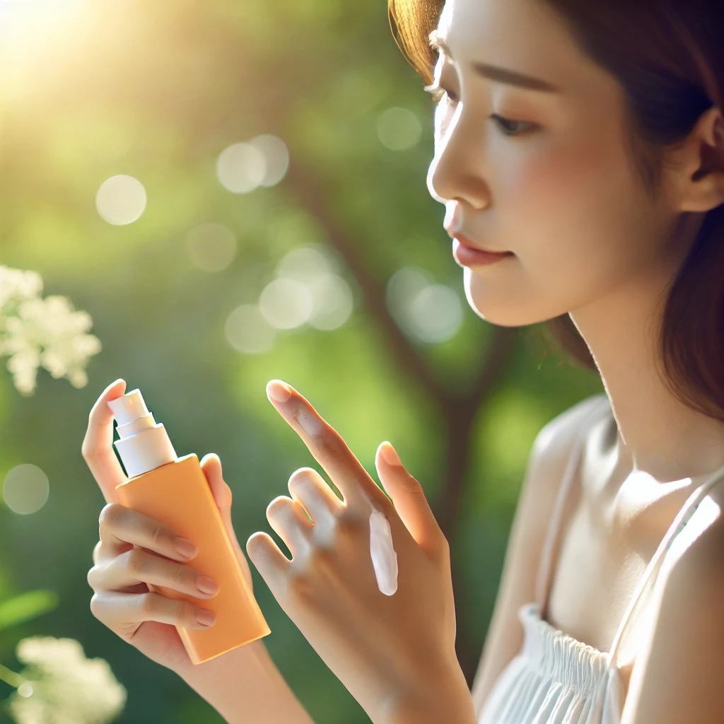 피부 장벽 보호를 위해 자외선 차단제를 바르는 사람