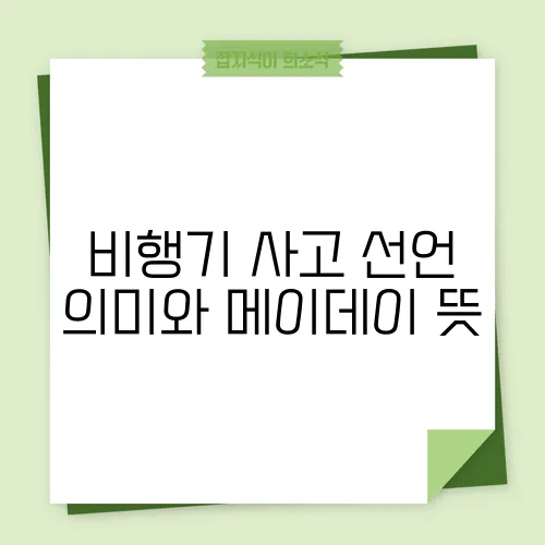 비행기 사고 선언 의미와 메이데이 뜻