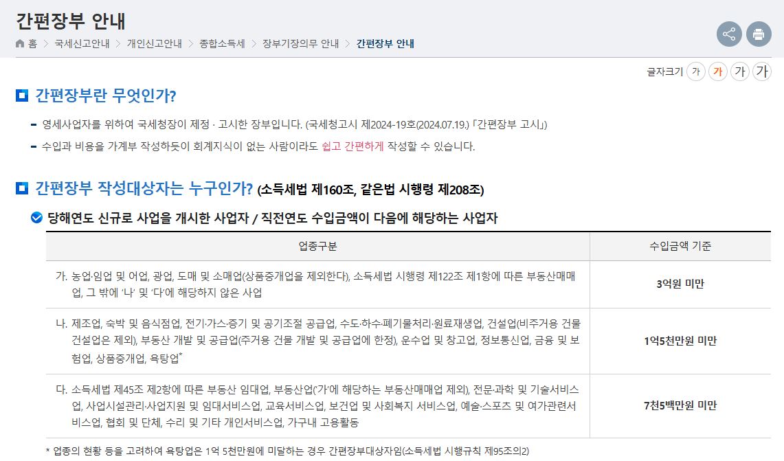 간편장부란 무엇인가요?