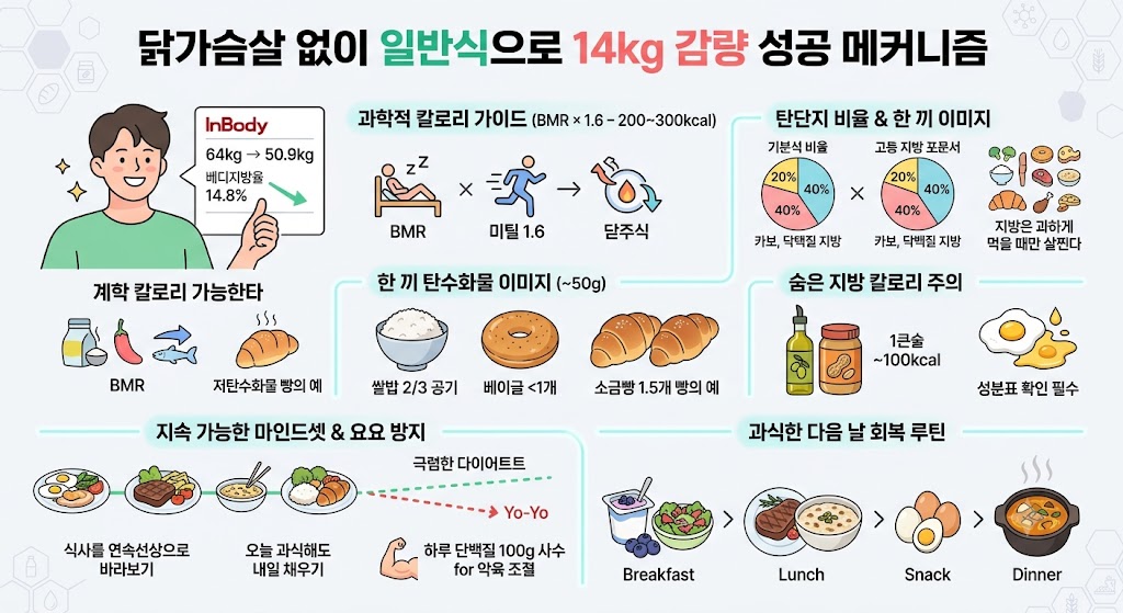 닭가슴살 없이 일반식으로 14kg감량 성공 메커니즘 이미지
