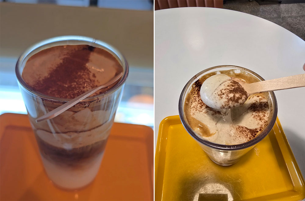 “달콤하고 부드러운 크림이 올라간 아이스라떼”