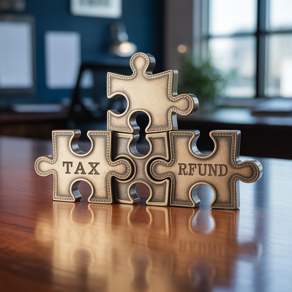 퍼즐 모양의 부가세 TAX 표시한 장면