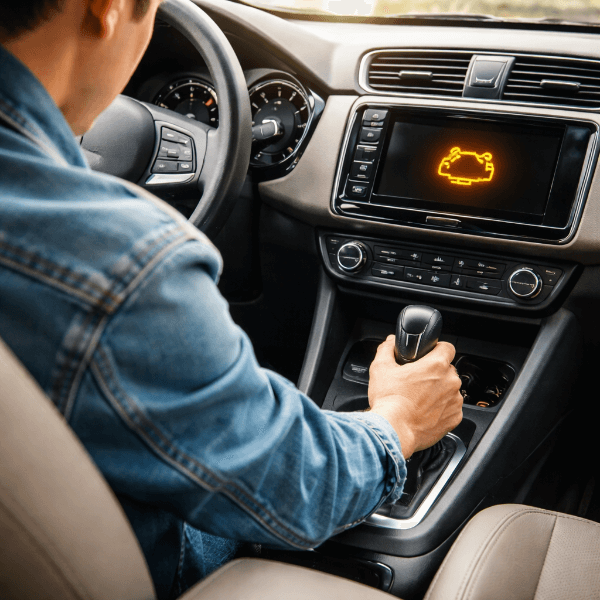 변속 충격을 느끼는 운전자 손