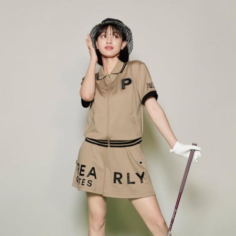 파리게이츠 여성 스트라이프 칼라 집업 반팔 티셔츠 521C1TF066BG