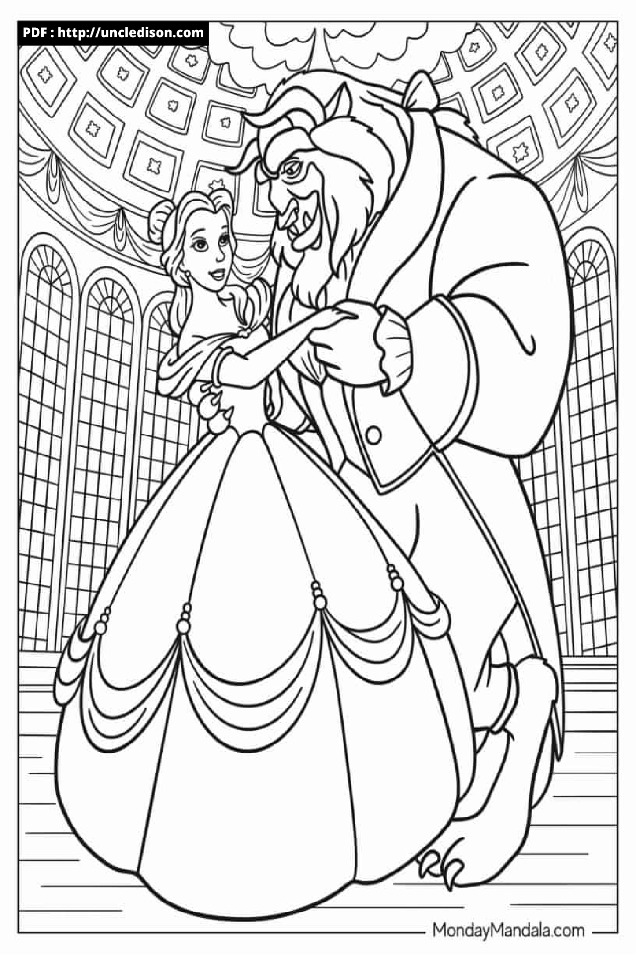 미녀와 야수 색칠공부 디즈니 도안