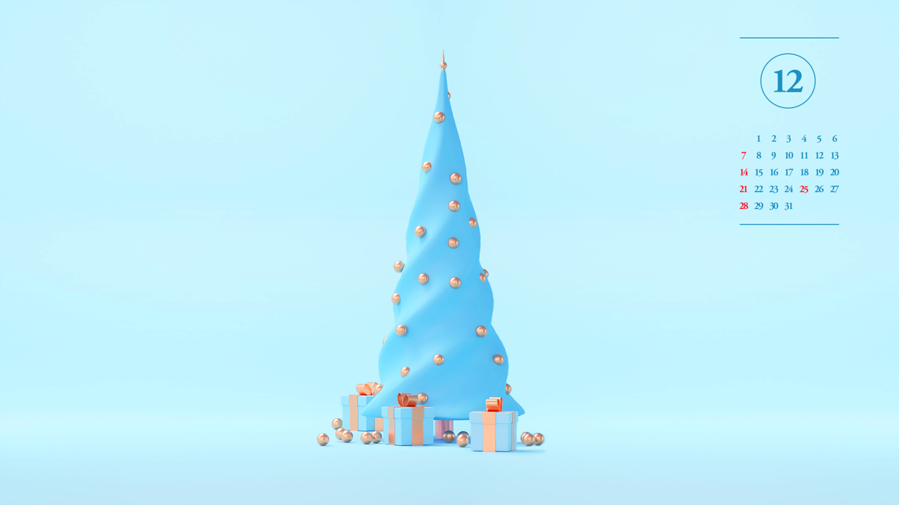 03 3D 크리스마스 트리 A - 2025년12월 노트북배경화면