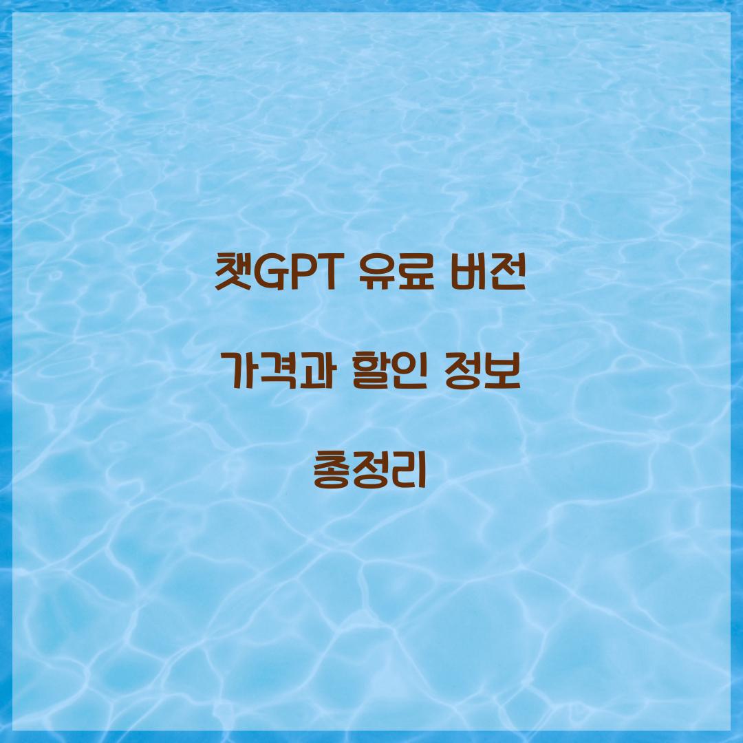 챗GPT 유료 버전 가격