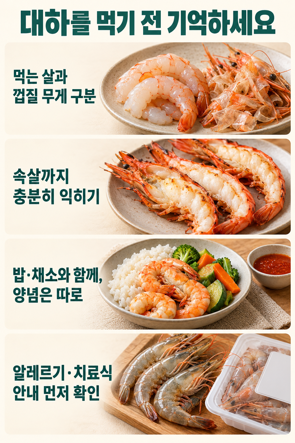 대하의 먹는 부분&middot;가열&middot;한 끼 구성&middot;개인 식사 안내를 구분한 핵심 정리