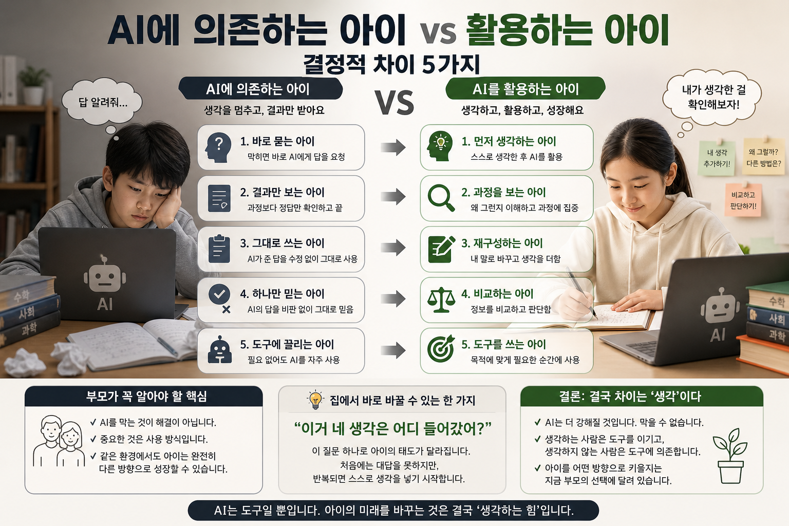 나의 생각을 글로 적는 아이의 모습