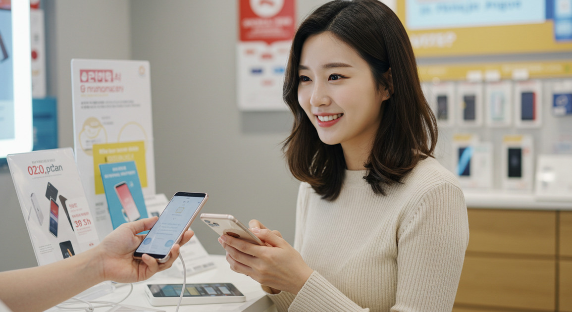 알뜰폰 가입하는 여성 이미지