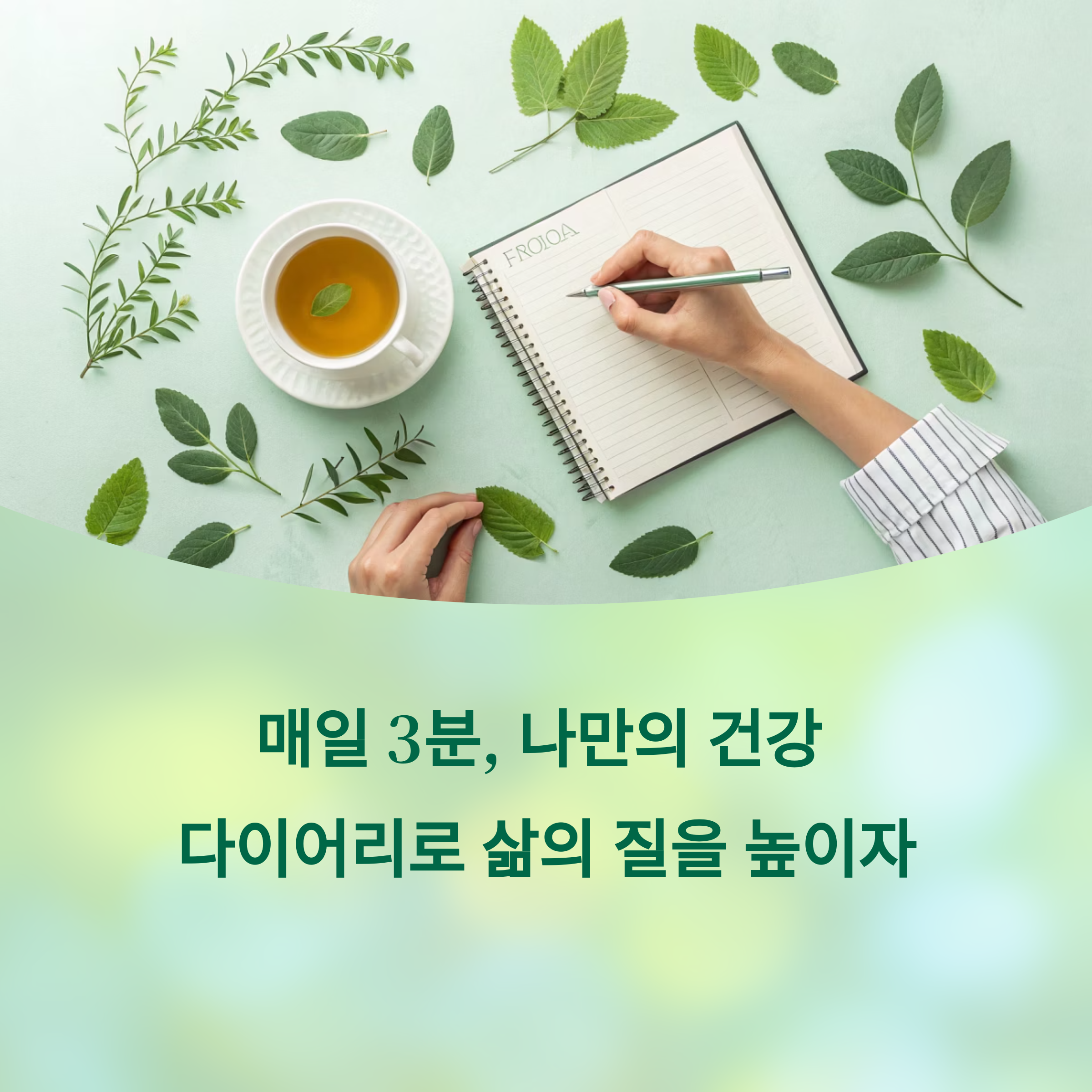 매일 3분, 나만의 건강 다이어리로 삶의 질을 높이자. 에 대한 이미지