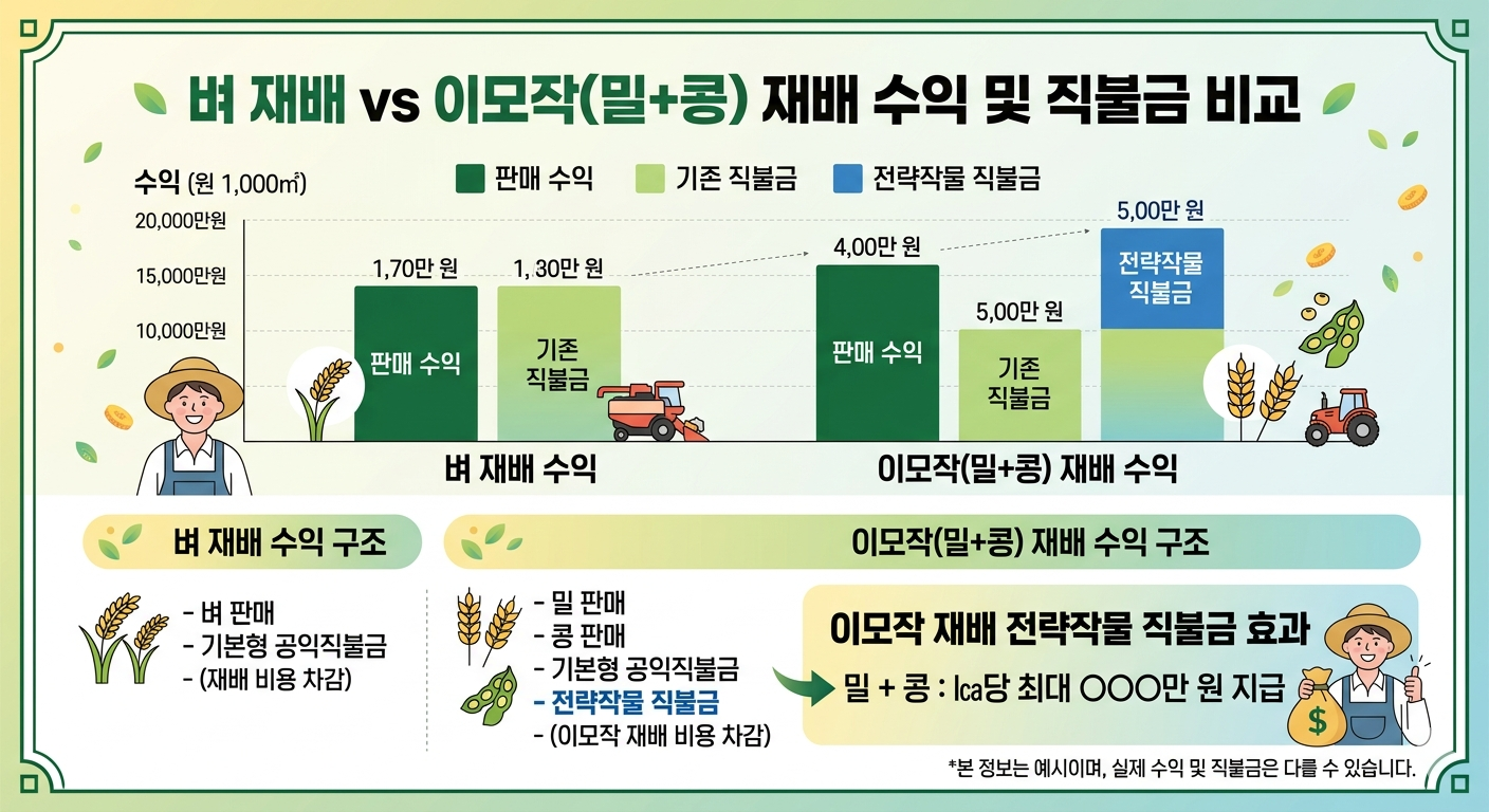 직불금 수익 비교 인포그래픽