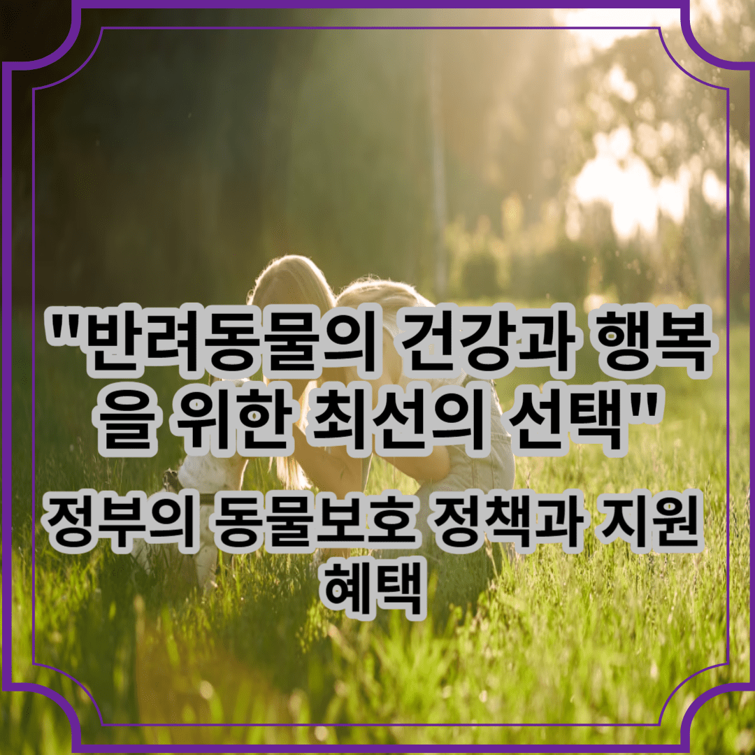 반려동물의 건강과 행복을 위한 최선의 선택 정부의 동물보호 정책과 지원혜택