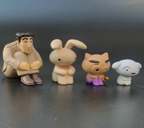 짱구 피규어 4종 세트 흰둥이 신형만 부리부리대마왕 토끼인형 피규어