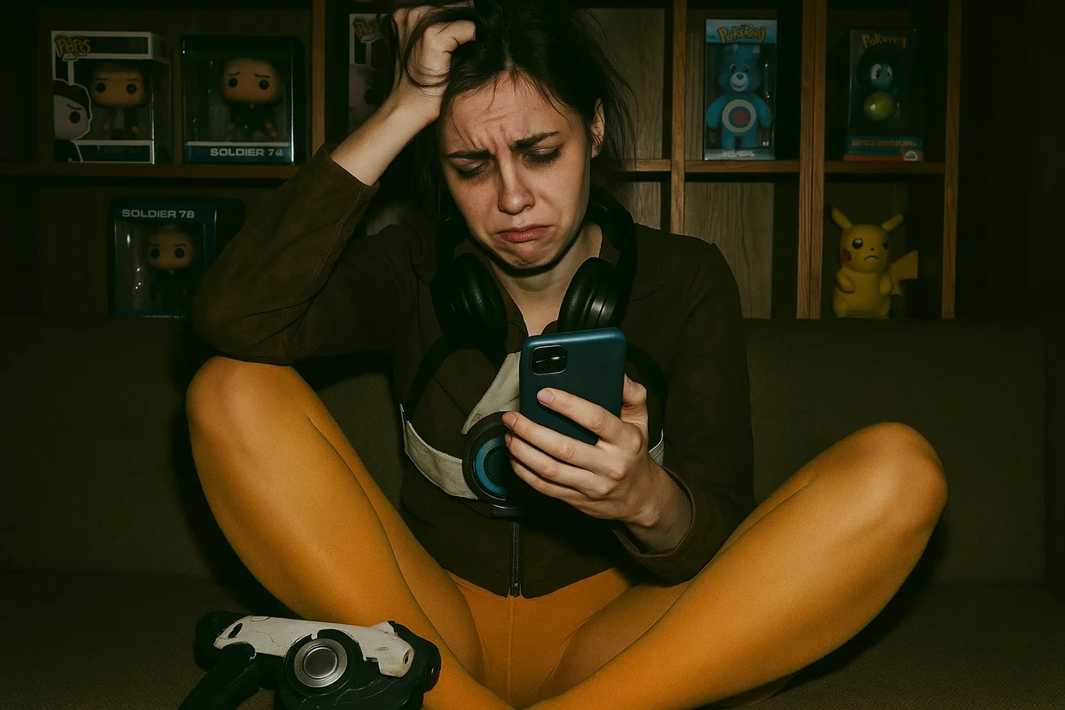 SNS 과몰입과 비교 불안으로 정신건강에 영향을 받는 사람을 상징