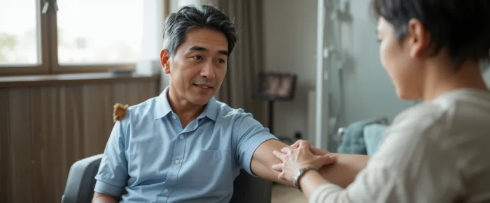 물리치료를 받는 남성