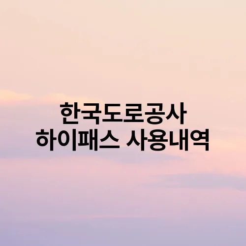 한국도로공사 하이패스 사용내역