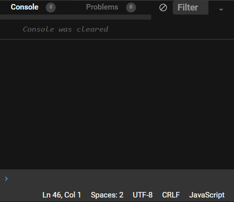 코드샌드박스-콘솔창-클리어-된-모습