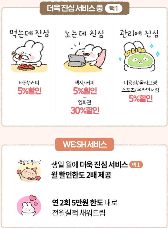 토심이 첵첵 체크카드 혜택