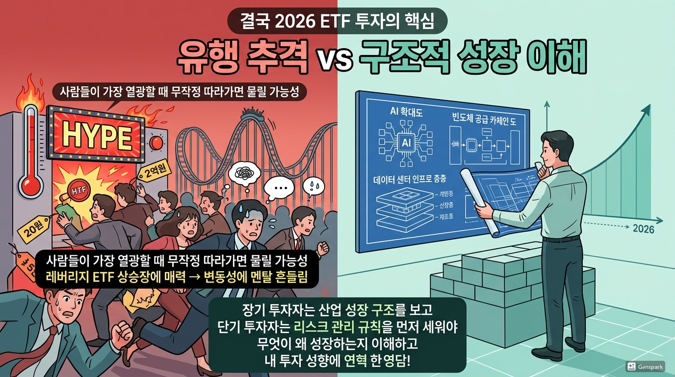 결국 2026 ETF 투자의 핵심은 ‘유행 추격’이 아니라 구조적 성장 이해