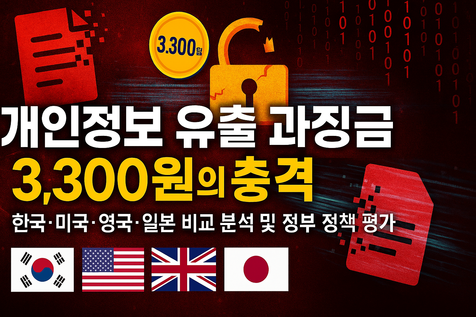 개인정보 유출 과징금 3,300원의 충격 ❘ 한국·미국·영국·일본 비교 분석 및 정부 정책 평가