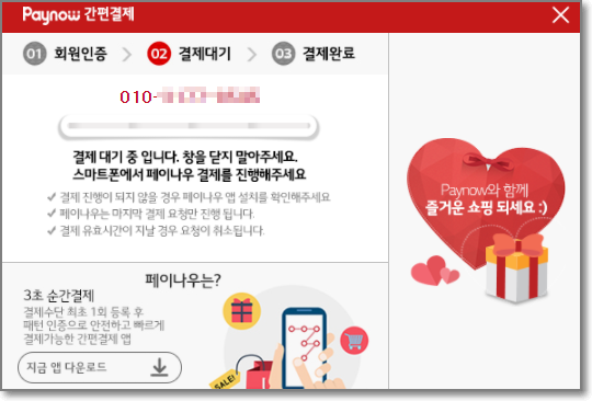 페이나우-결제중