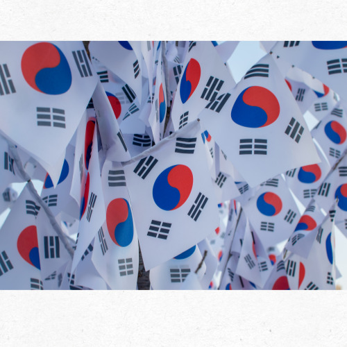 구름과 무궁화로 장식된 광복절 일러스트