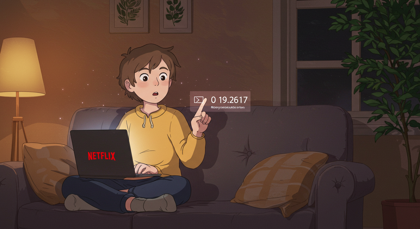 넷플릭스를 보며 특정 장면 좌표를 확인하는 시청자