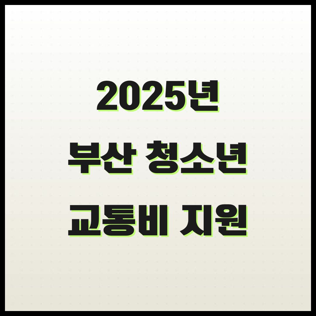 2025 부산 청소년 교통비 지원, 학교 밖 청소년도 신청 가능