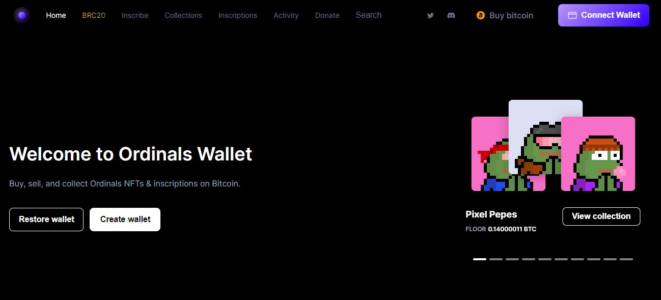 ordinals wallet 거래소