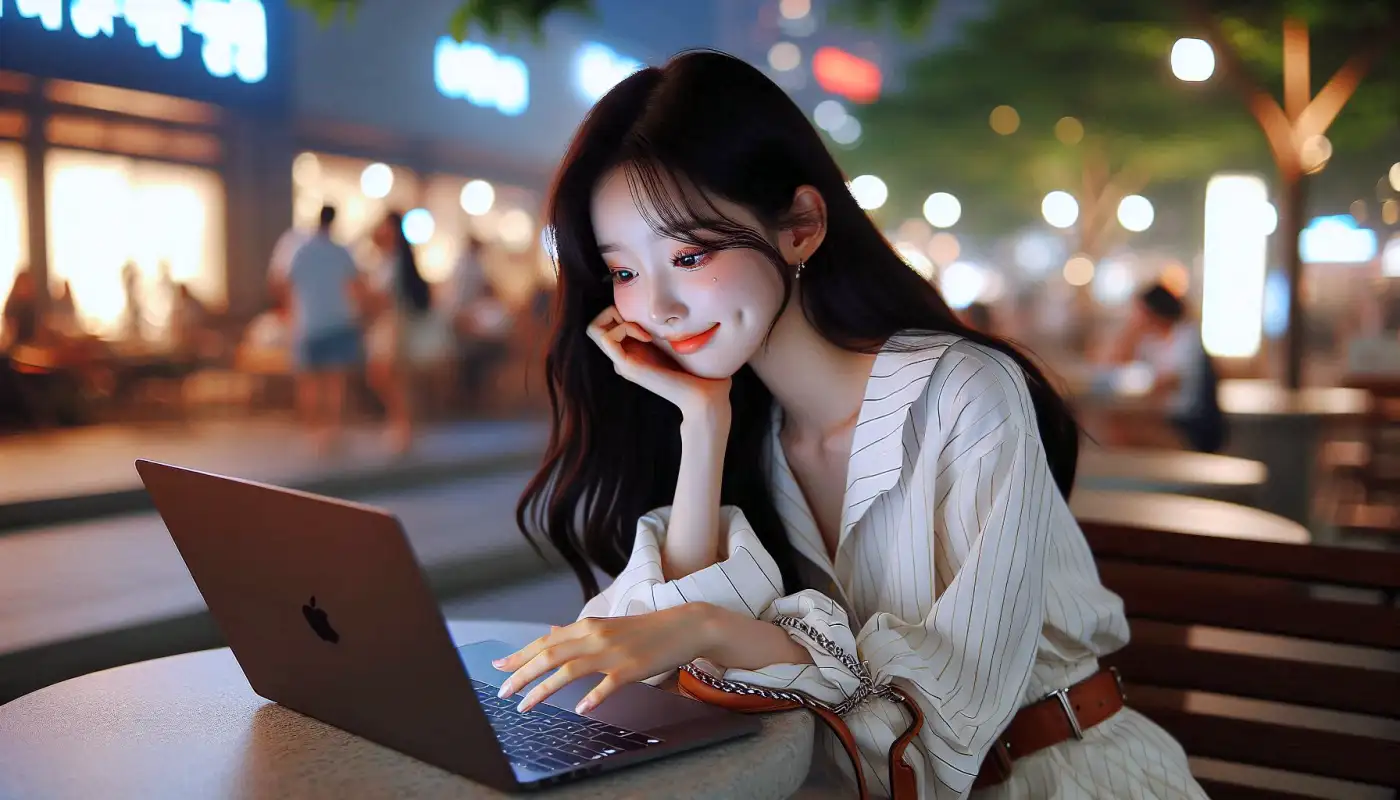 카카오톡-pc버전을-사용하는-여성의-모습