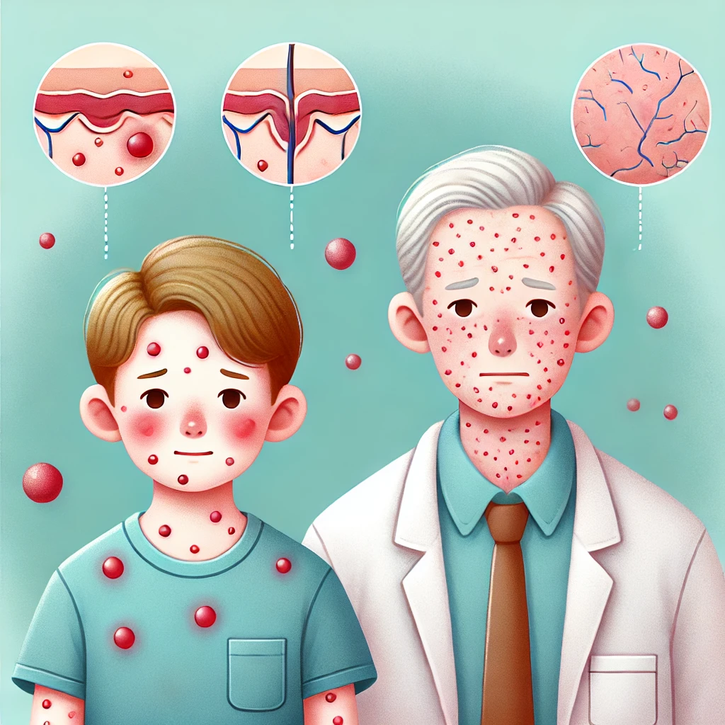 수두에 걸린 아이와 대상포진에 걸린 어른