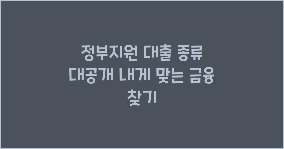 정부지원 대출 종류