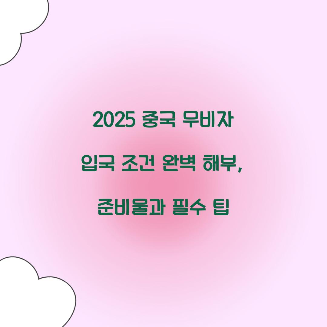 2025 중국 무비자 입국 조건