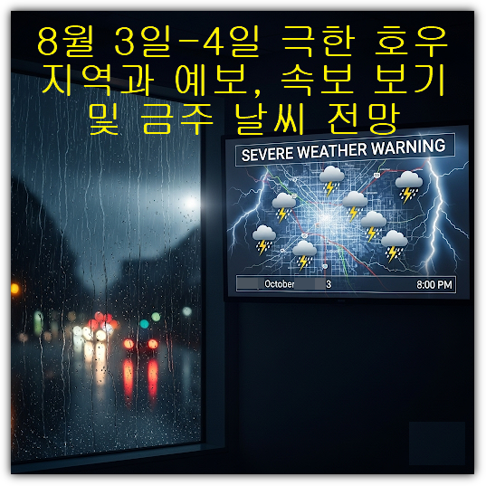 8월 3일-4일 극한 호우 지역과 예보, 속보 보기 및 금주 날씨 전망