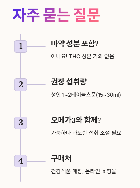 대마종자유에 대해 자주 묻는 질문 (Q&A)