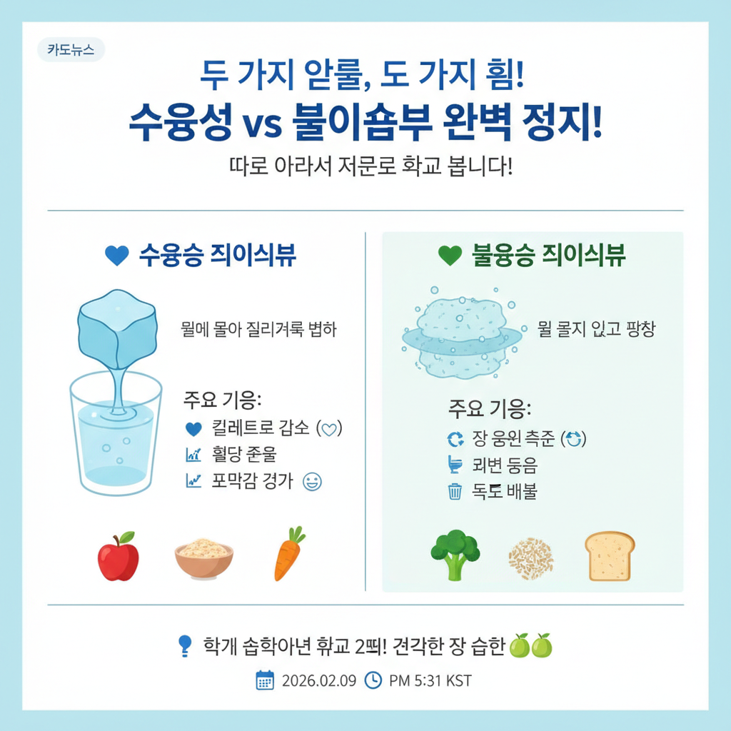 수용성 식이섬유 vs 불용성 식이섬유헷갈리던 차이점, 이것만 알면 정리된다