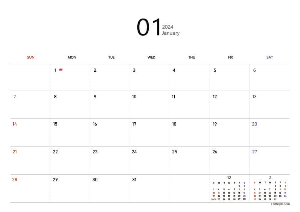 2024년 _1월달력_프린트_pdf