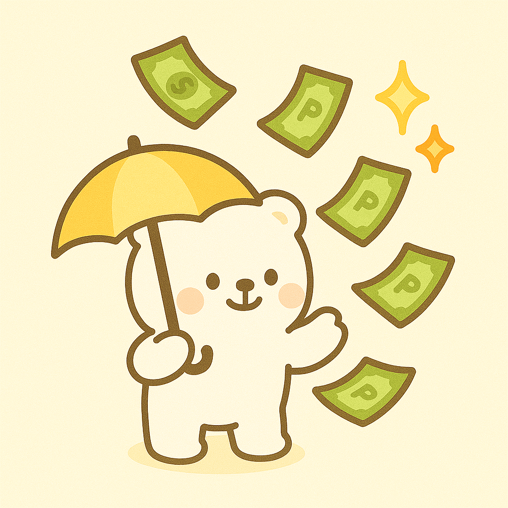 2025년 7월 8일 캐시워크 돈버는 퀴즈 안내하는 곰돌이 일러스트