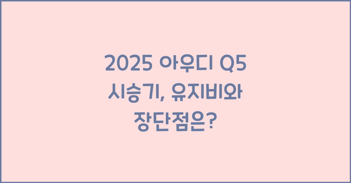 2025 아우디 Q5 시승기 제원 연비 장단점 유지비 오너평가